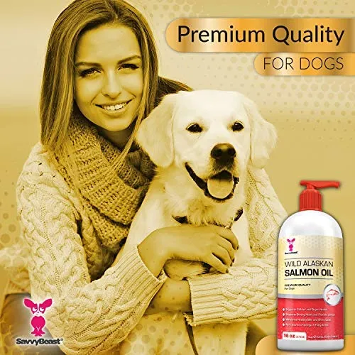 Wild Alaskan Salmon Oil for Dogs, Cats, Ferrets - 16 & 32oz Pure Unscented Liquid Omega 3 Fatty Acid Fish Oil for Dogs - EPA DHA supplement for Pets - Helps Joints, Dry Skin, Coat - Just Pump on Food