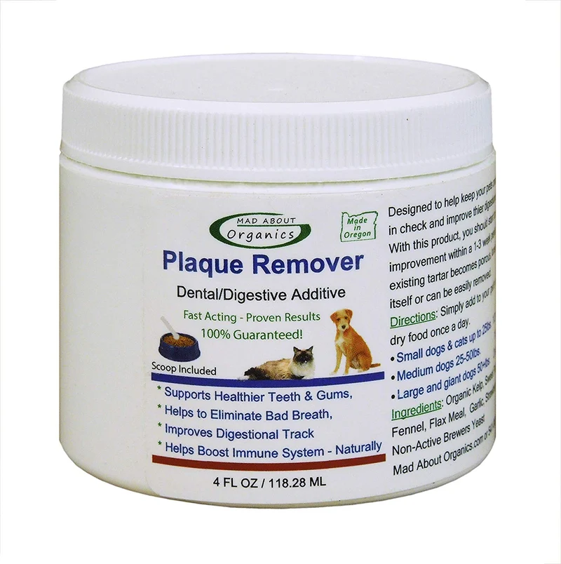 Home Creations Mad About Organics todos los Perros & Gatos Dental Oral Care aditivo alimentario naturales Plaque Remover 4oz