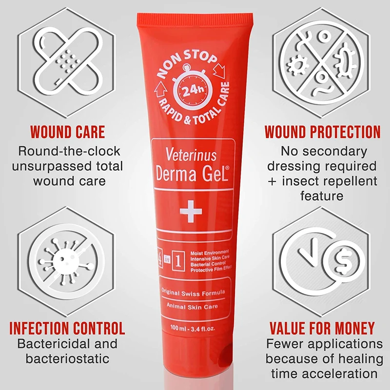 veterinus Derma Gel® Tubo 100 ml – 3.4 fl. oz. + 1 free 10 ml muestra