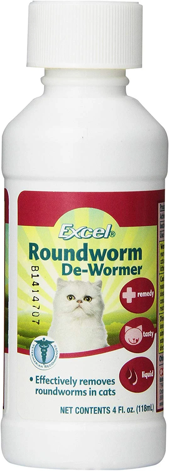 Desparasitante Excel Roundworm para gatos, 4 onzas, Negro/Gris
