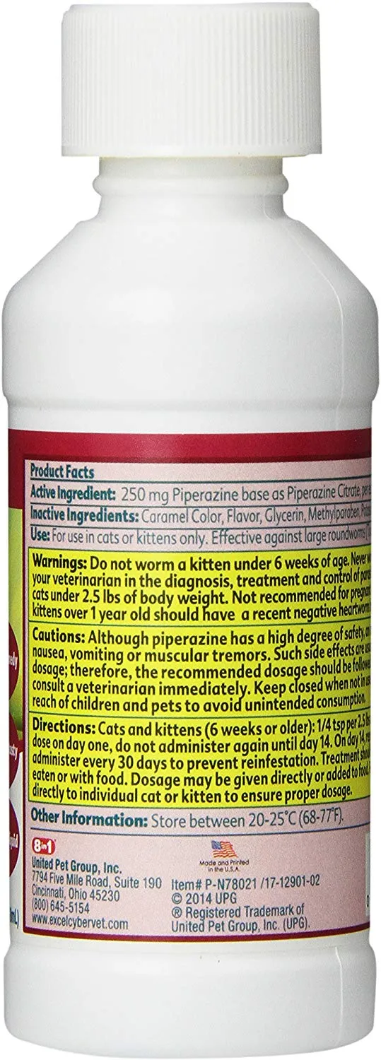 Desparasitante Excel Roundworm para gatos, 4 onzas, Negro/Gris