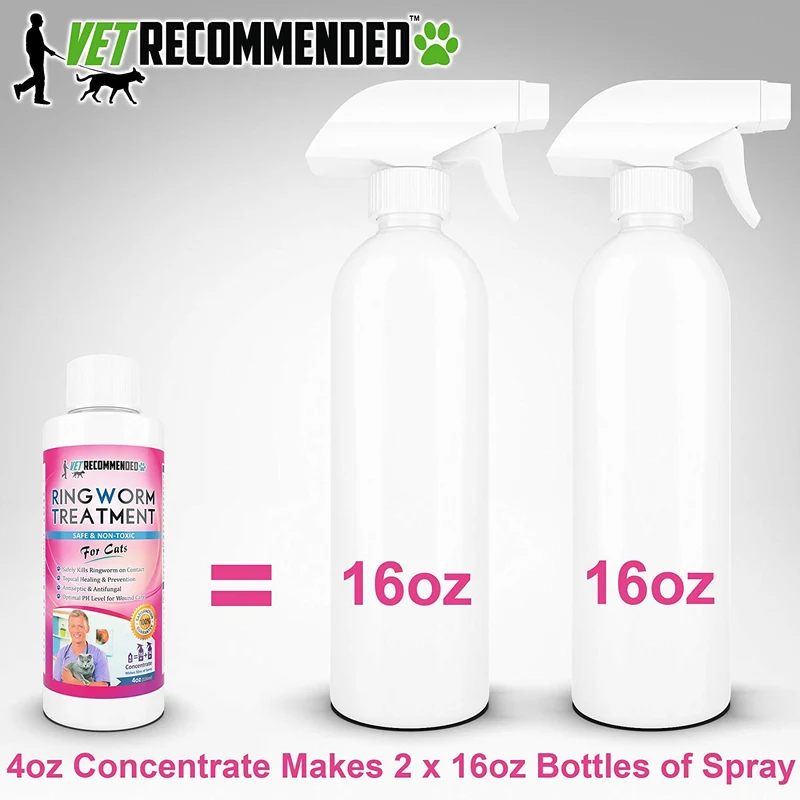 Vet recomendado – tiña Tratamiento para gatos – Concentrado hace Dos – Martillo Botellas de Antifúngico Spray de forma segura Mata a Virus, Enfermedad causar bacterias, esporas y hongos – fabricado en EE. UU. (4oz/120 ml)