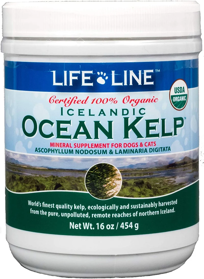 Life Line Pet Nutrition Organic Ocean Kelp Supplement for Skin & Coat, Digestion, Teeth & Gums in Dogs & Cats, 8-Ounce