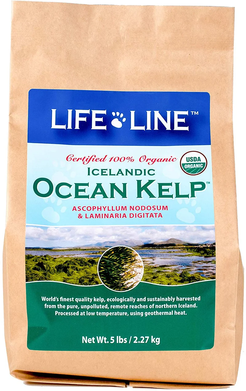 Life Line Pet Nutrition Organic Ocean Kelp Supplement for Skin & Coat, Digestion, Teeth & Gums in Dogs & Cats, 8-Ounce
