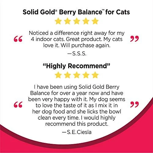 Solid Gold Berry Balance Supplement Powder for Urinary Tract Health with Cranberries & Blueberries for Dogs & Cats