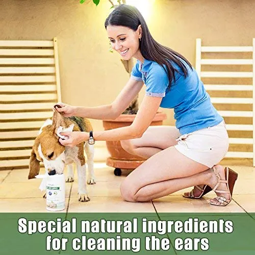 Toallitas para orejas de mascotas Arava, para perros, gatos, cachorros y gatitos, 100 unidades, desodorizante de limpieza medicada natural, elimina la suciedad de la cera, levadura y ácaros irritaciones, evita olores picantes, toallitas suaves para perros