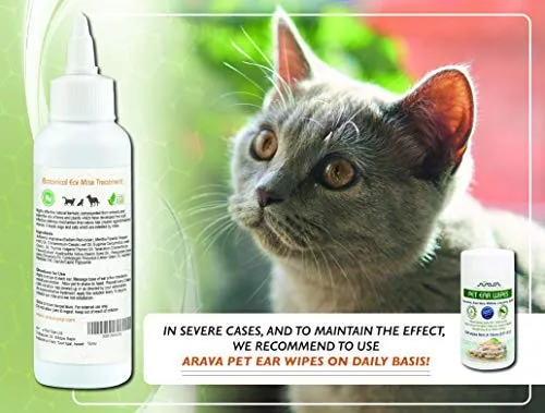 Toallitas para orejas de mascotas Arava, para perros, gatos, cachorros y gatitos, 100 unidades, desodorizante de limpieza medicada natural, elimina la suciedad de la cera, levadura y ácaros irritaciones, evita olores picantes, toallitas suaves para perros