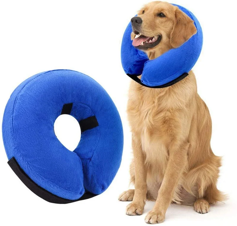 AhlsenL - Cono inflable y cómodo para perros, gatos, collar de recuperación suave para mascotas después de la cirugía, evita que los perros muerdan y rasquen