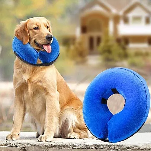 AhlsenL - Cono inflable y cómodo para perros, gatos, collar de recuperación suave para mascotas después de la cirugía, evita que los perros muerdan y rasquen