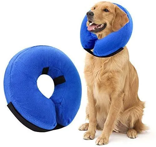 AhlsenL - Cono inflable y cómodo para perros, gatos, collar de recuperación suave para mascotas después de la cirugía, evita que los perros muerdan y rasquen