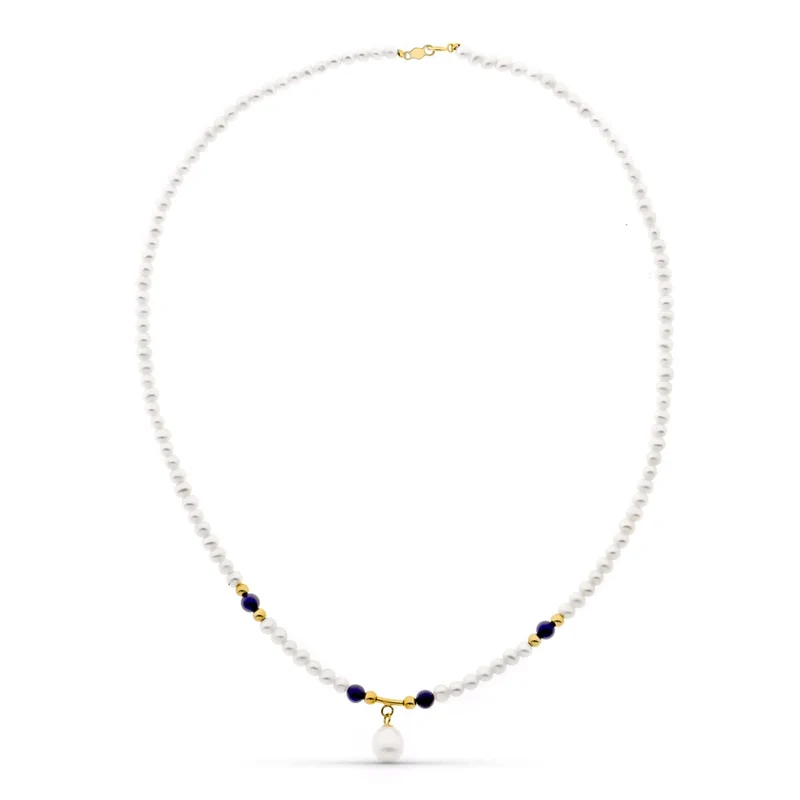 Collier perle coquille et lapis-lazuli – Or jaune 18 carats | Azuline