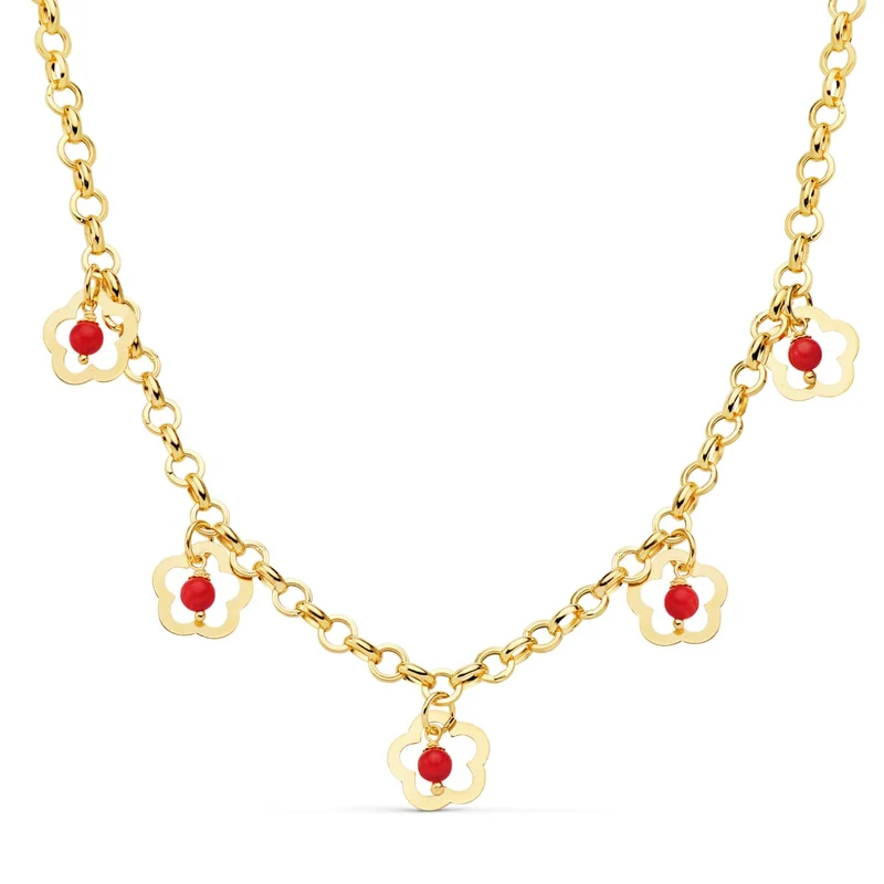 Collier fleurs chaîne corail – Or jaune 18 carats | Azuline