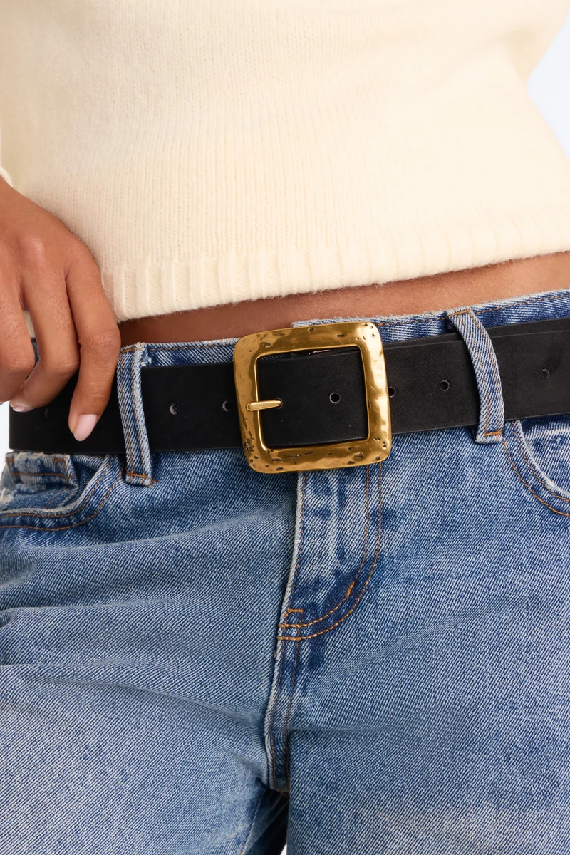 Vintage Dreams Faux Suede Belt - Black