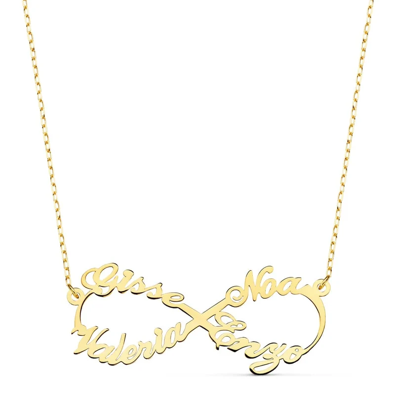 Collier infini personnalisé 4 noms – Or jaune 18 carats | Azuline