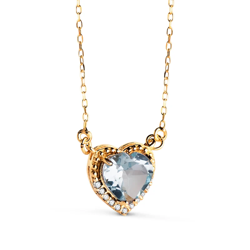 Collier ras du cou coeur topaze bleue – Or jaune 18 carats | Azuline