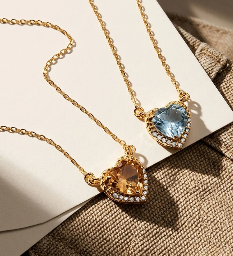 Collier ras du cou coeur topaze bleue – Or jaune 18 carats | Azuline