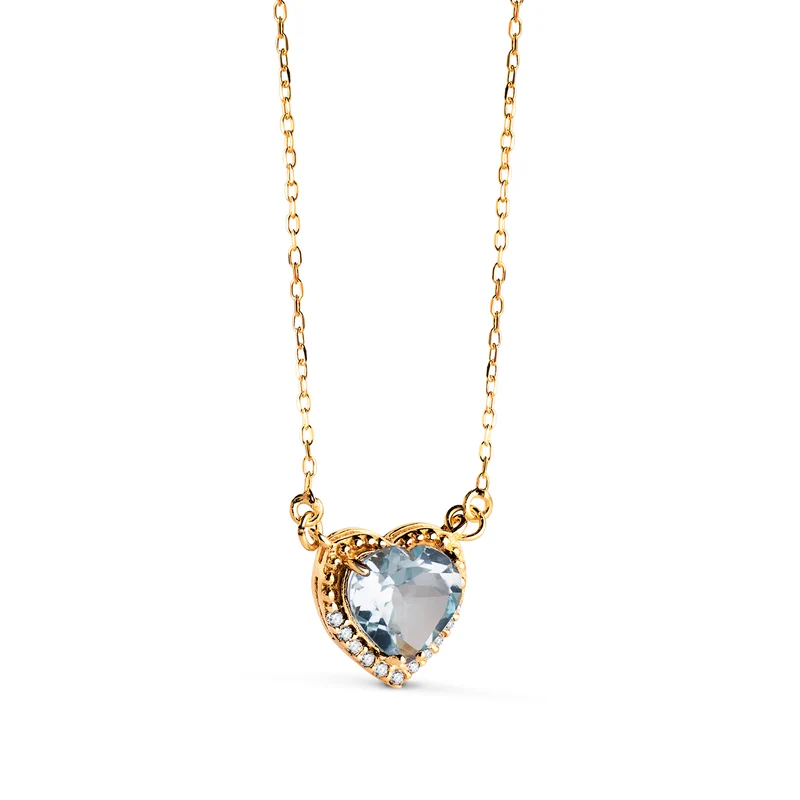 Collier ras du cou coeur topaze bleue – Or jaune 18 carats | Azuline