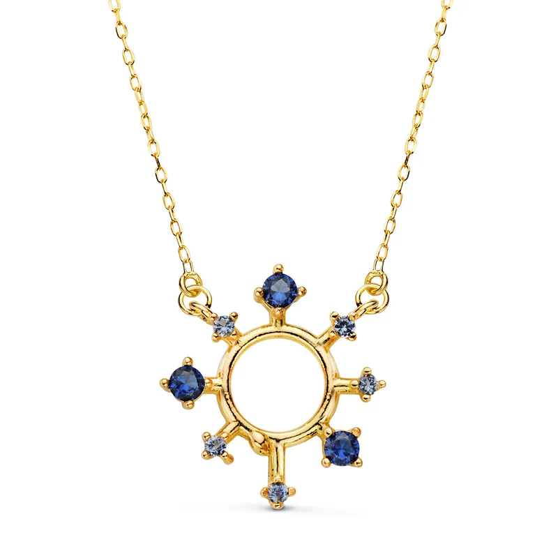 Pendentif motif cercle oxyde de zirconium – Or jaune 18 carats | Azuline