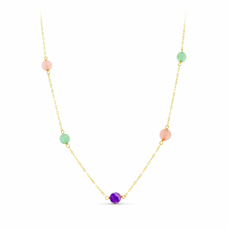 Collier perles quartz colorées – Or jaune 18 carats | Azuline