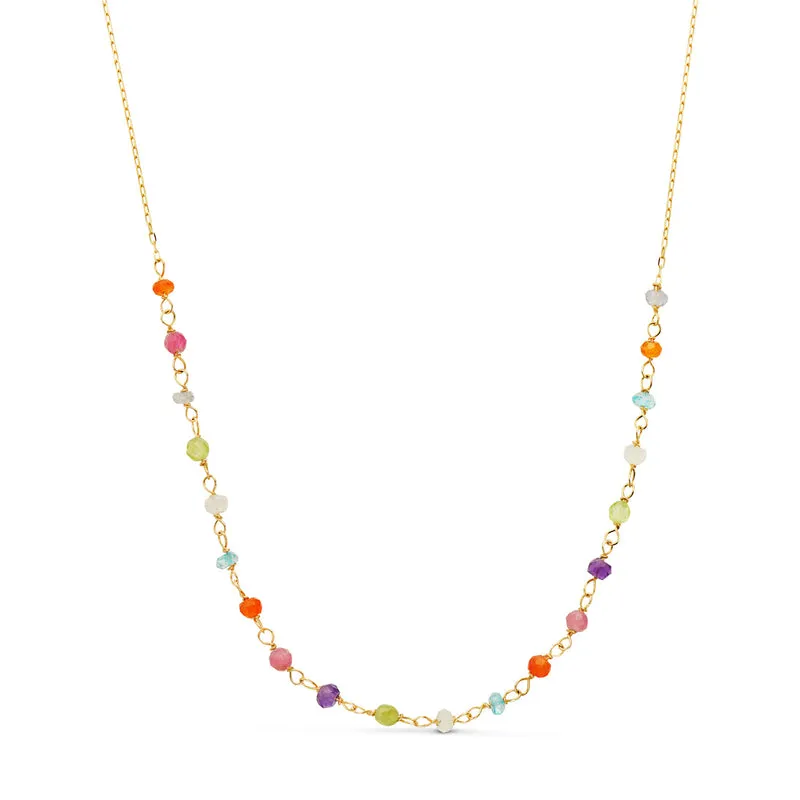 Collier chaîne forcée avec zircone colorées – Or jaune 18 carats | Azuline