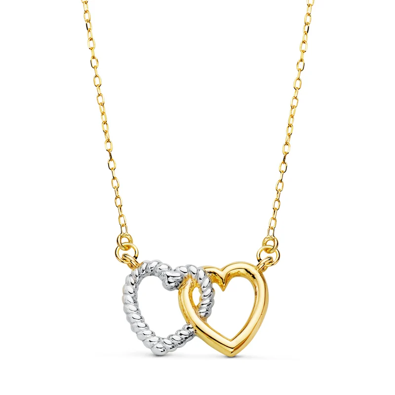 Collier deux cœurs bicolore – Or 18 carats | Azuline