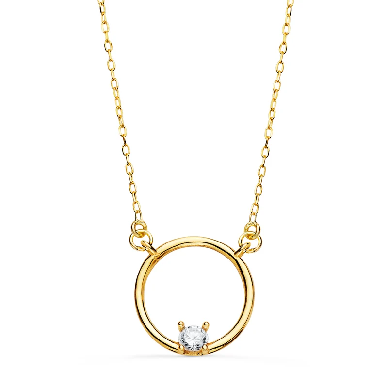 Collier motif rond oxyde de zirconium – Or jaune 18 carats | Azuline
