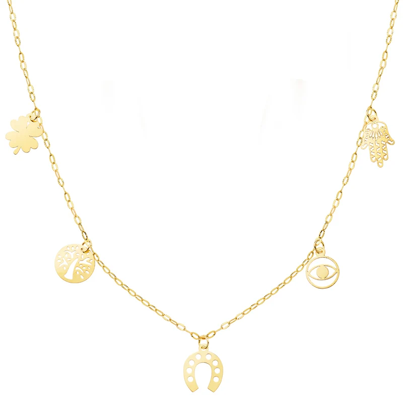 Collier pendentifs porte bonheur or jaune 18 carats | Azuline