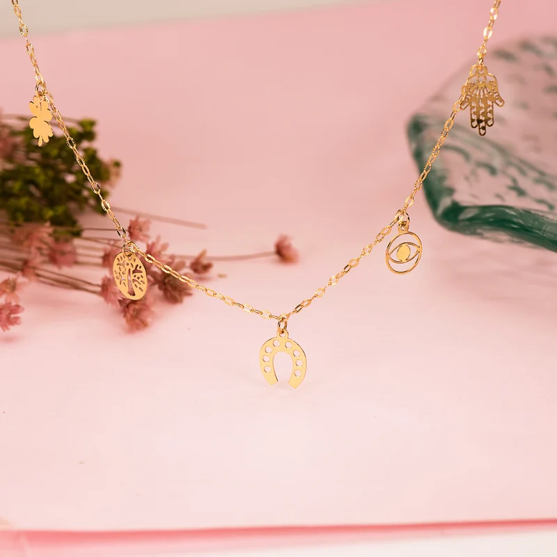 Collier pendentifs porte bonheur or jaune 18 carats | Azuline