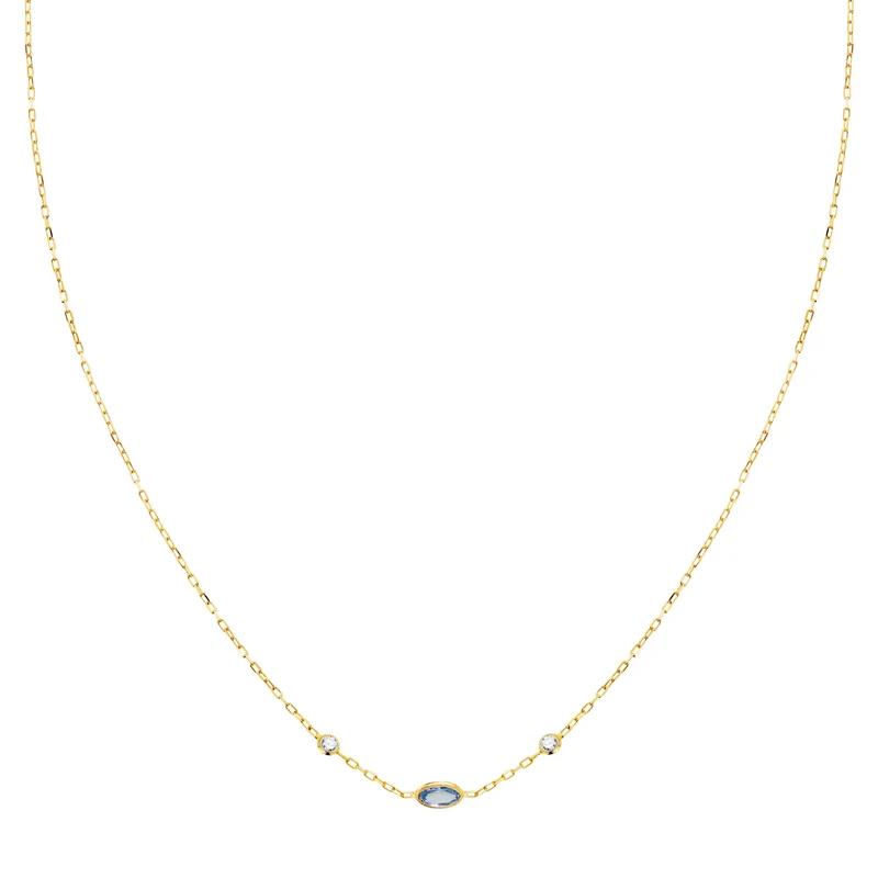 Choker pendentif aigue-marine – Or jaune 18 carats | Azuline