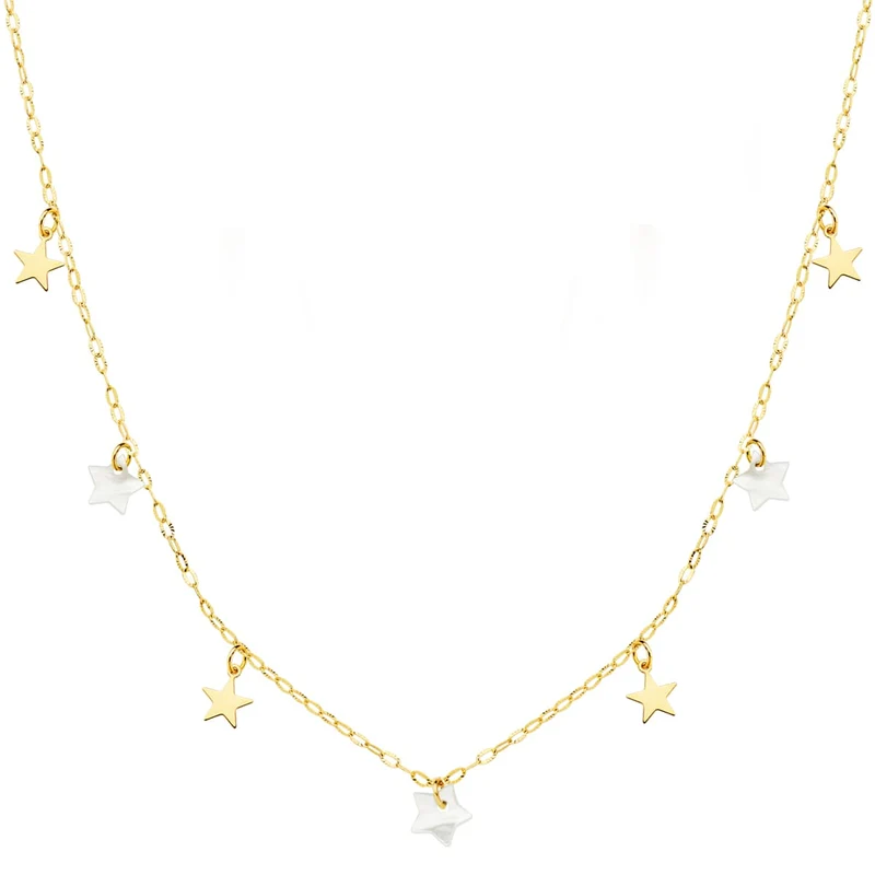 Collier étoiles nacre chaîne forçat – Or jaune 18 carats | Azuline