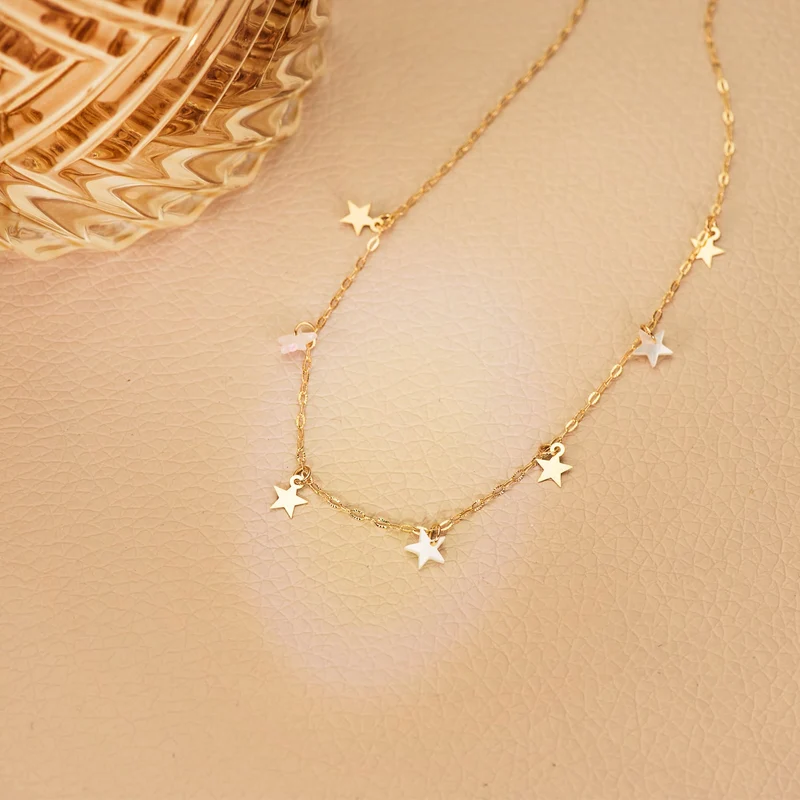 Collier étoiles nacre chaîne forçat – Or jaune 18 carats | Azuline