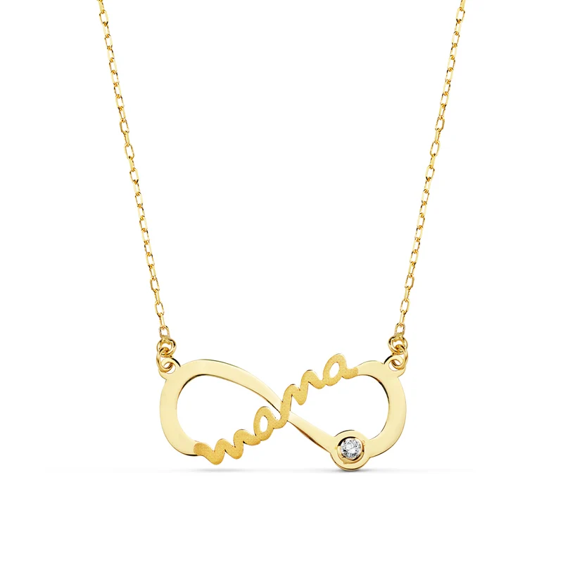 Collier infini mama avec oxyde de zirconium – Or jaune 18 carats | Azuline