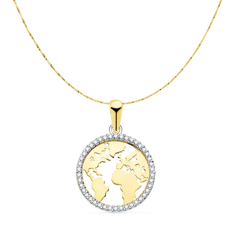Pendentif World Map bicolore – Or 18 carats | Azuline