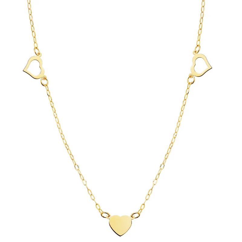 Collier or jaune 18 carats cœurs 7x6 mm 40 cm | Azuline