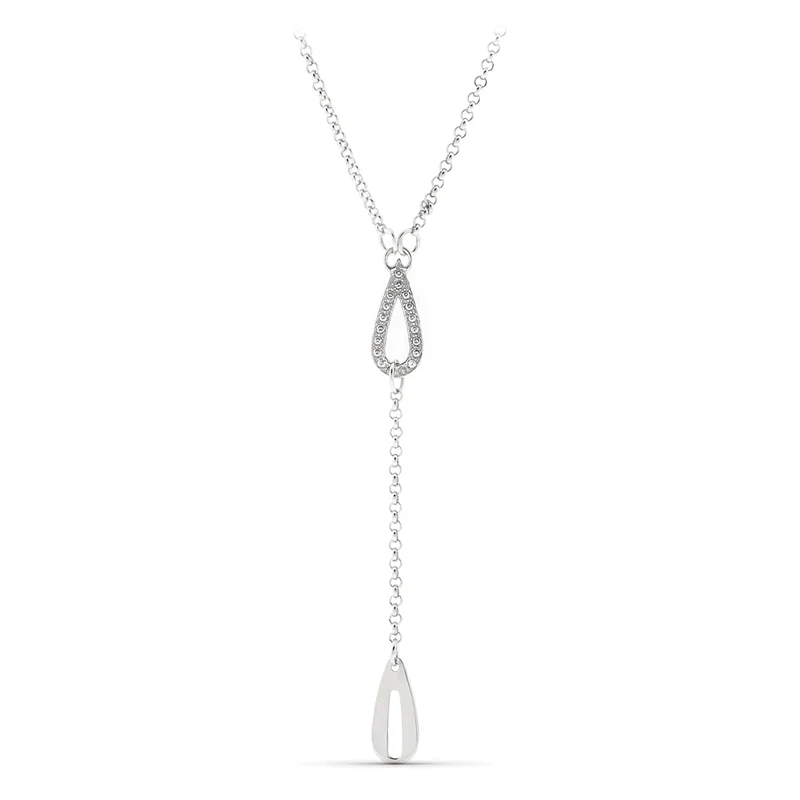 Collier goutte et zircons – Or blanc 18 carats | Azuline