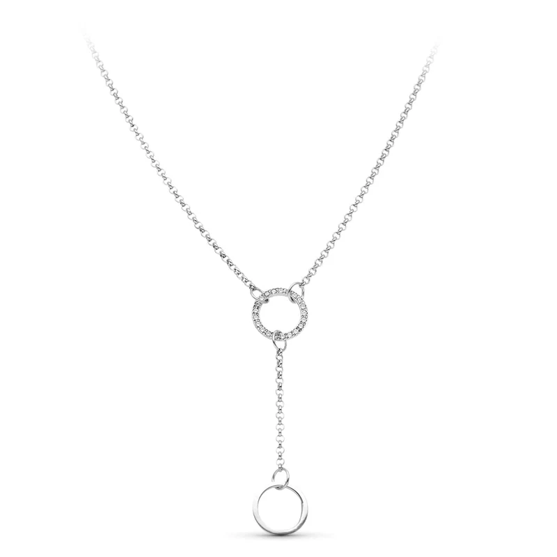 Collier cercles et zircons – Or blanc 18 carats | Azuline