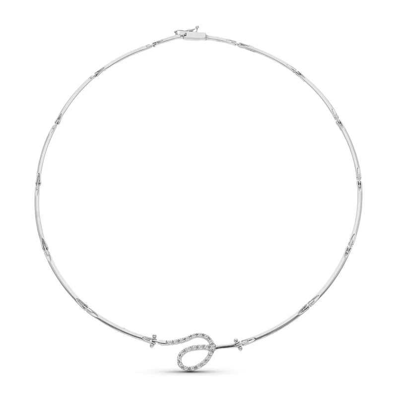 Collier motif oxyde de zirconium – Or blanc 18 carats | Azuline