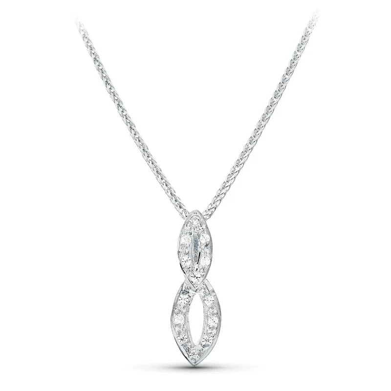 Collier pendentif marquise oxyde de zirconium – Or blanc 18 carats | Azuline