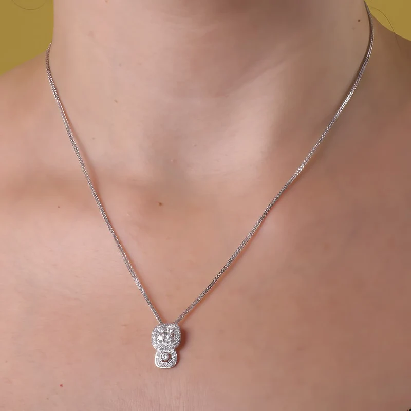 Collier or blanc 18 carats pavé de zirconiums – Azuline