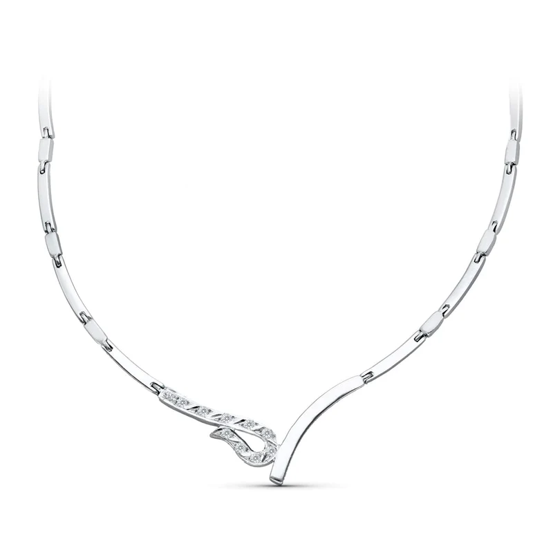 Collier or blanc 18 carats avec zircons – 45 cm | Azuline