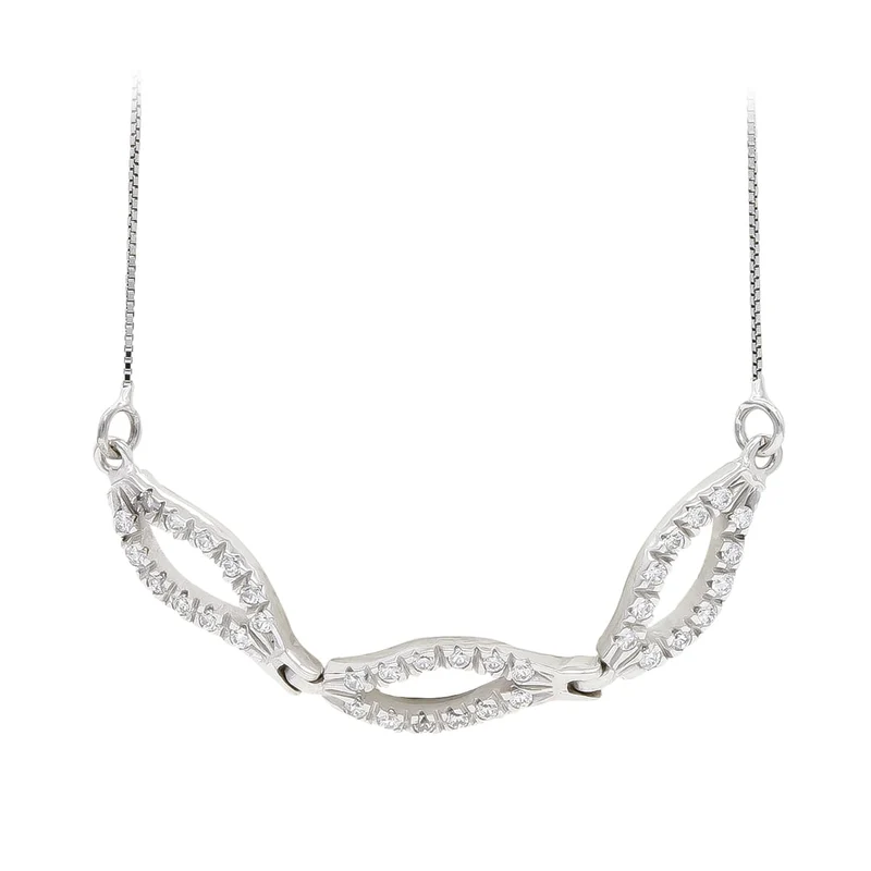 Collier motif maillons oxyde de zirconium – Or blanc 18 carats | Azuline