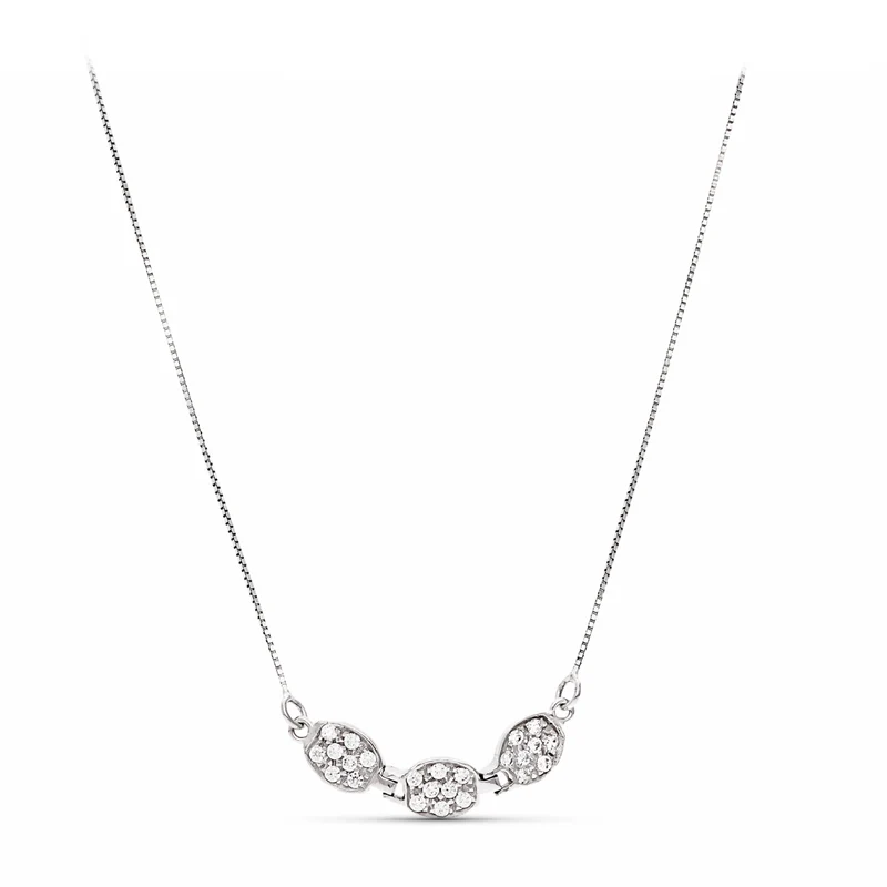 Collier motif trois pampilles – Or blanc 18 carats | Azuline