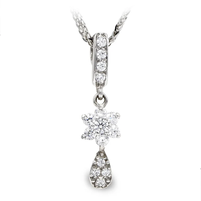 Collier motif floral en Or blanc 18 carats 45CM | Azuline