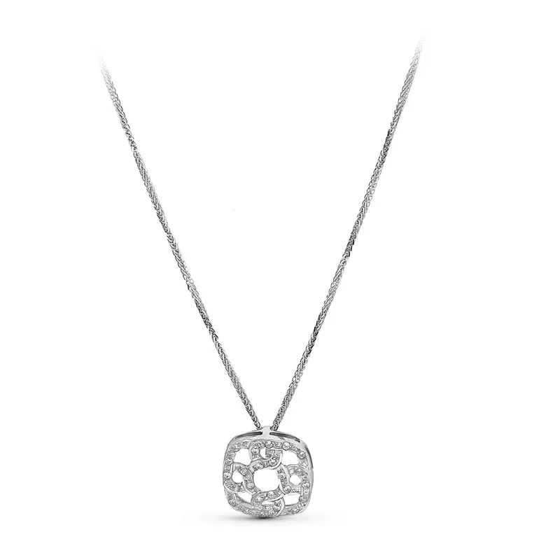 Collier avec pendentif carré ajouré – Or blanc 18 carats | Azuline