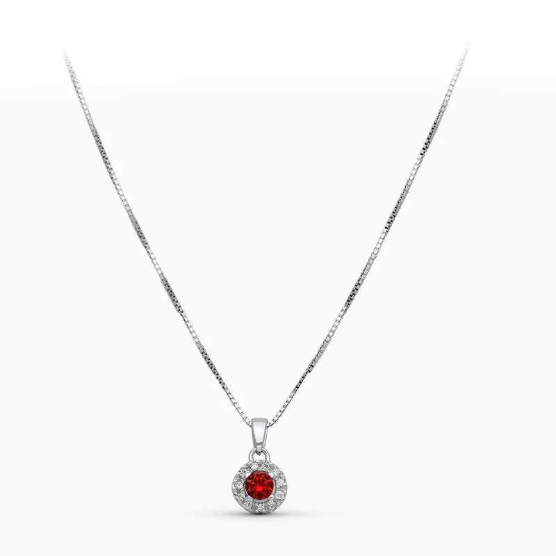 Collier pendentif rond oxyde de zirconium – Or blanc 18 carats | Azuline