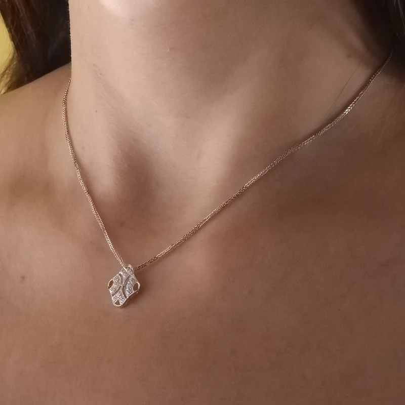 Collier pendentif or blanc 18 carats 45 cm - Azuline