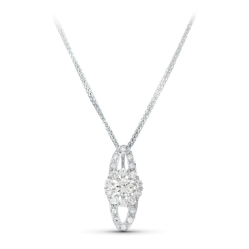 Collier pendentif ovale en or blanc 18 carats – Azuline