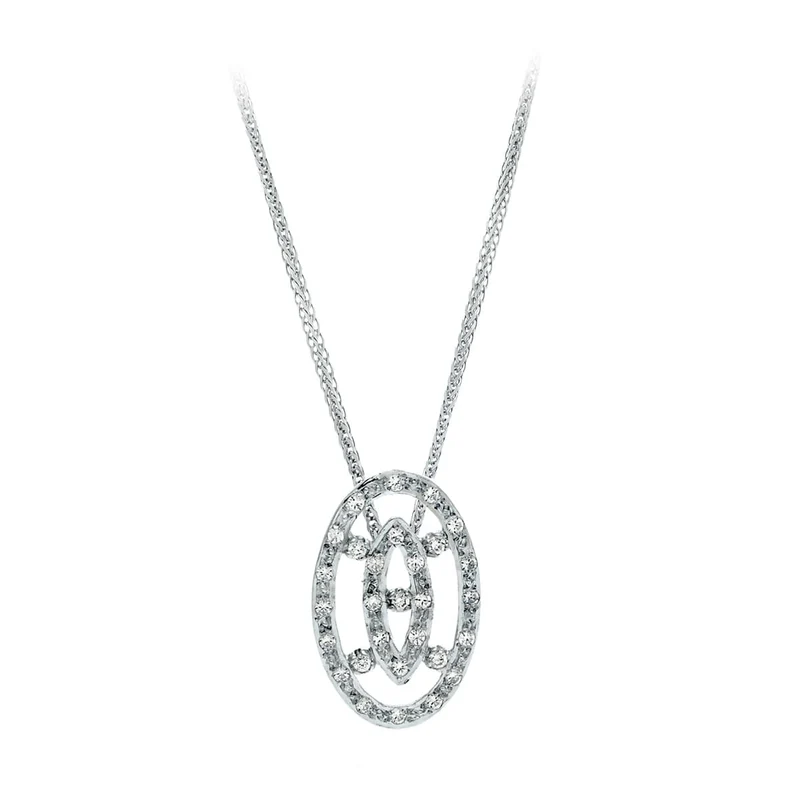 Collier Oval en Or Blanc 18 carats & Zircon 22X14MM 45CM | Azuline