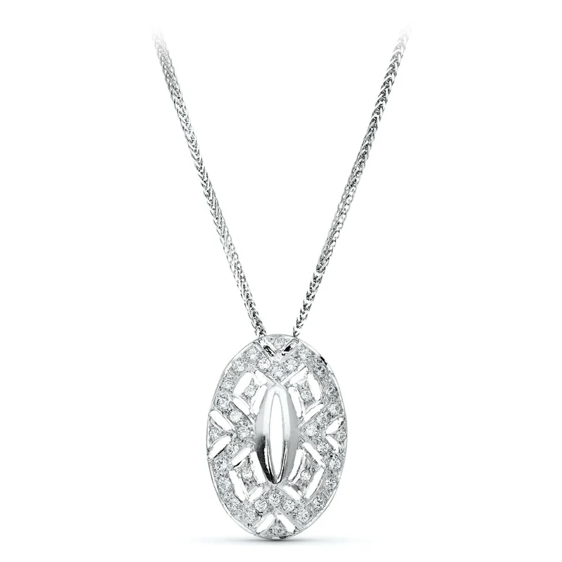 Collier ovale en or blanc 18 carats et oxyde de zirconium – Azuline