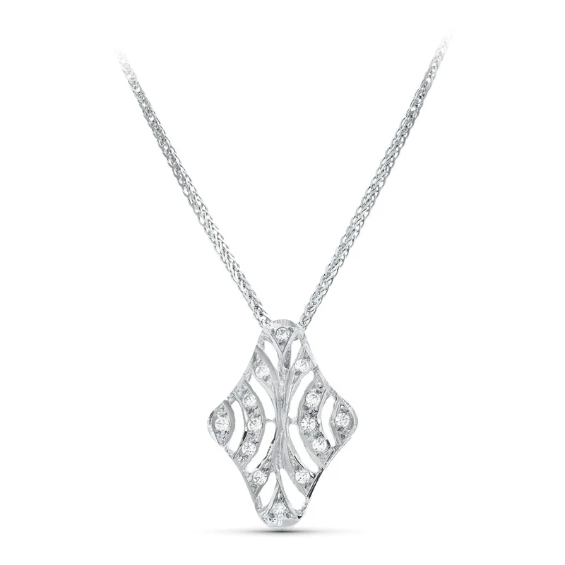 Collier or blanc 18 carats avec zircones 20x15 mm – Azuline